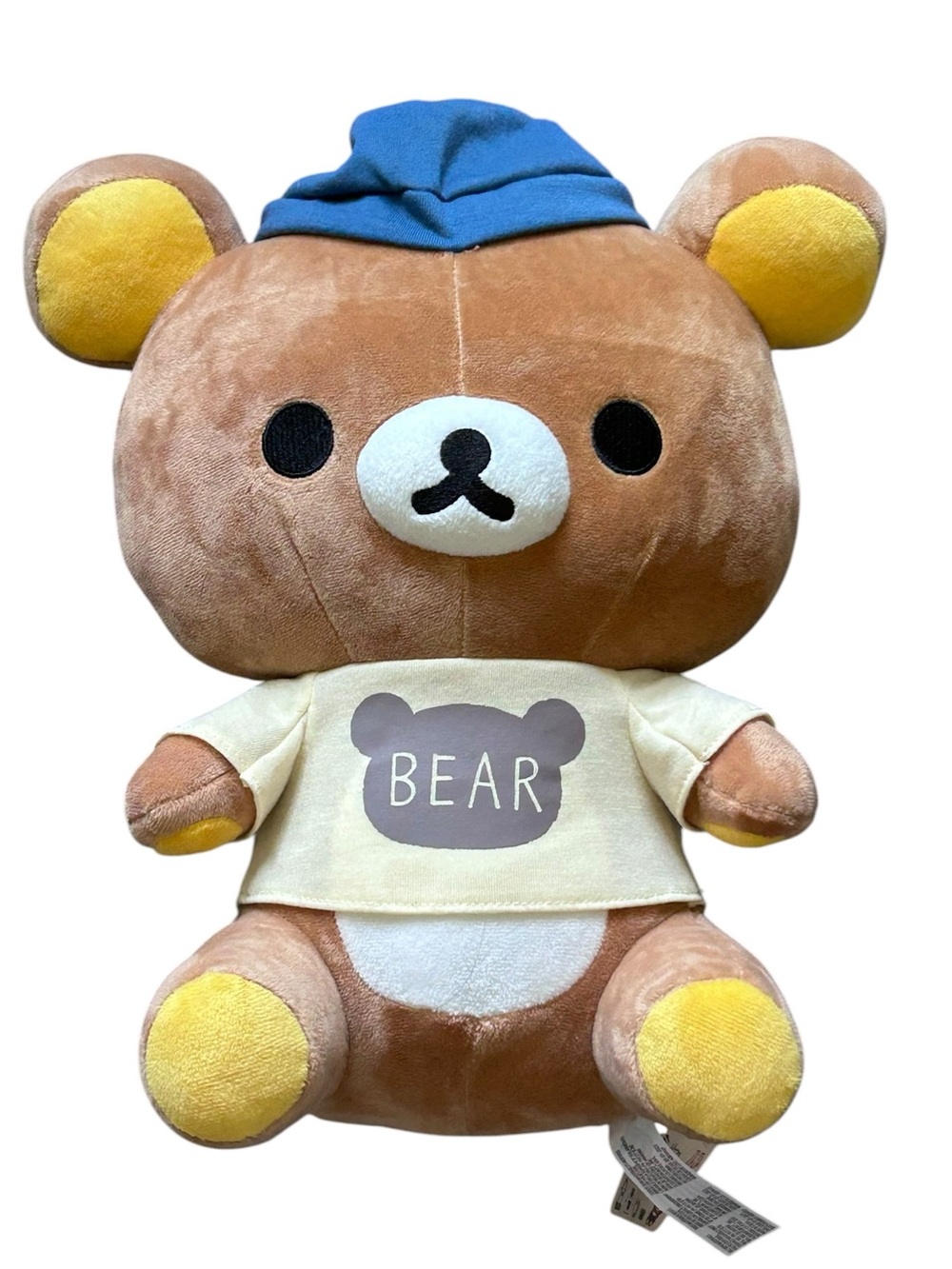 San-X Rilakkuma Brown Bear T-shirt with Blue Hat 14" Plush - New with Tags